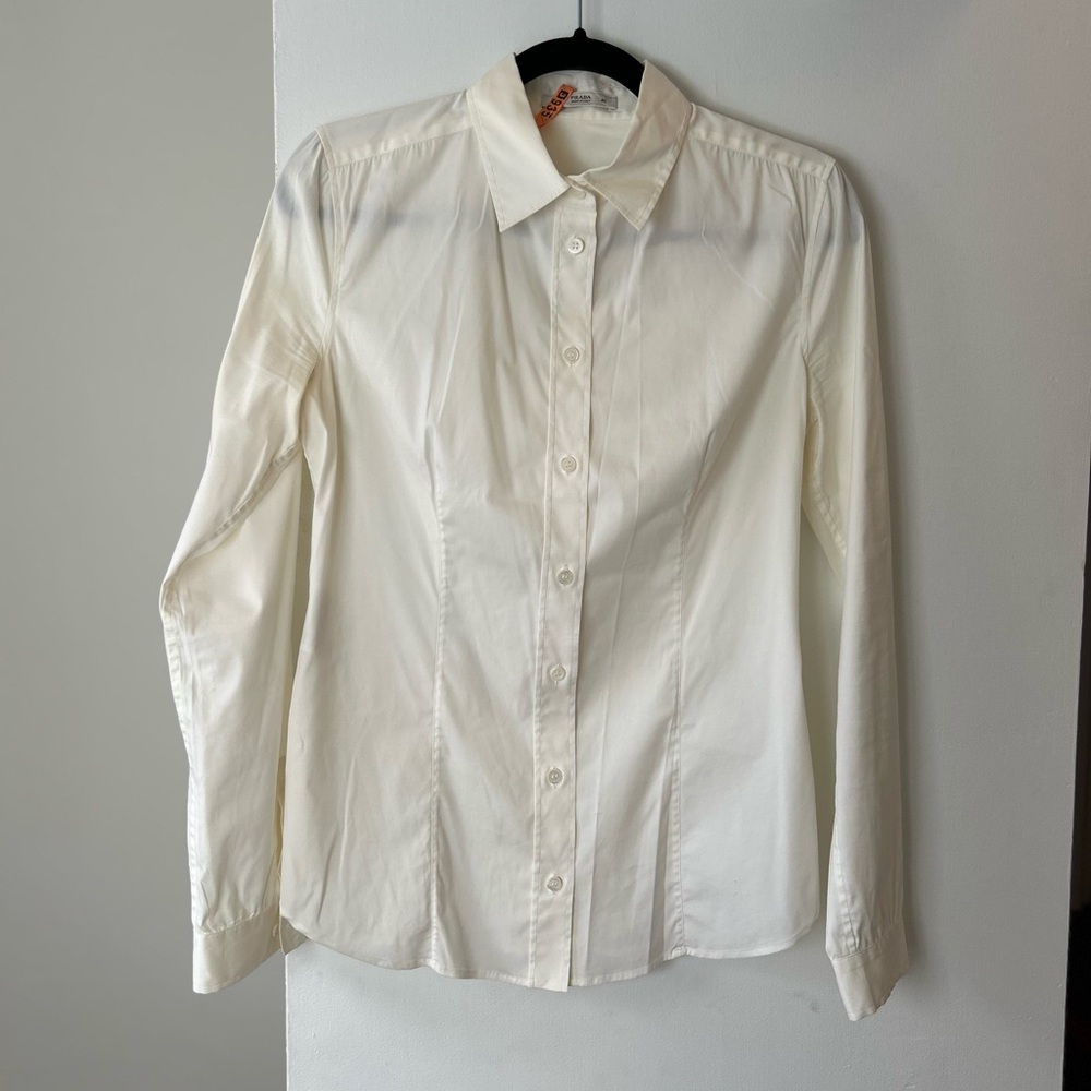 Prada Woman White Collar Shirt 40